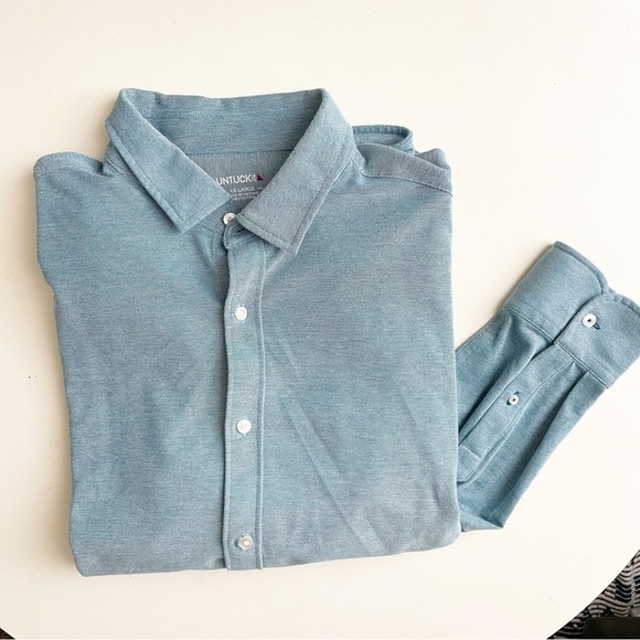 UNTUCKit Pique Polo Button Down Shirt Deep Teal Men’s Size XXL Regular Fit - Picture 1 of 7